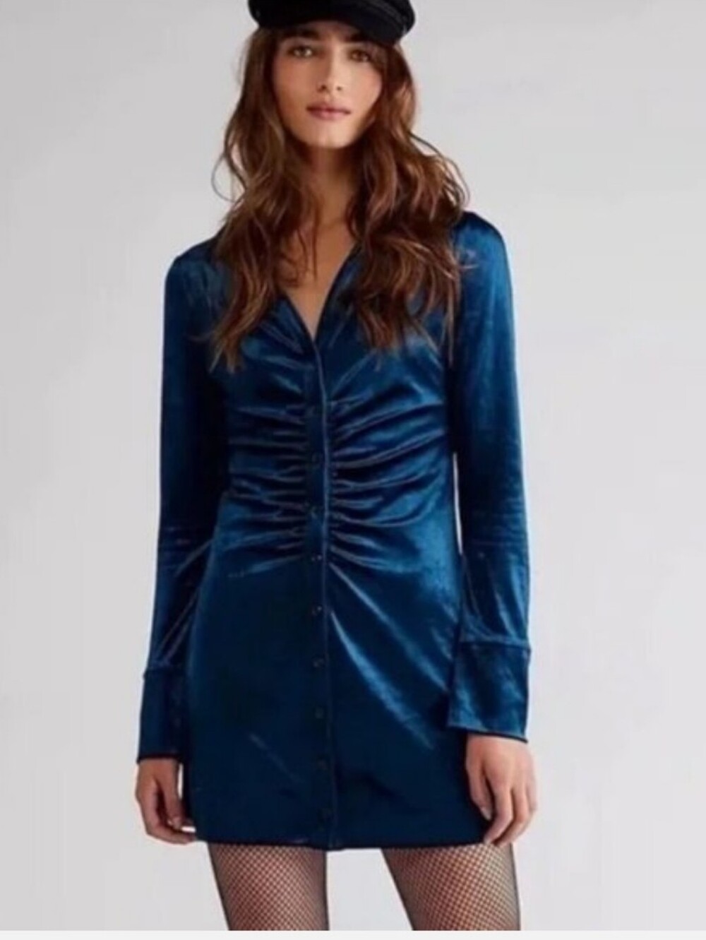 New Free People Velvet Shayla Blue Dress Small
